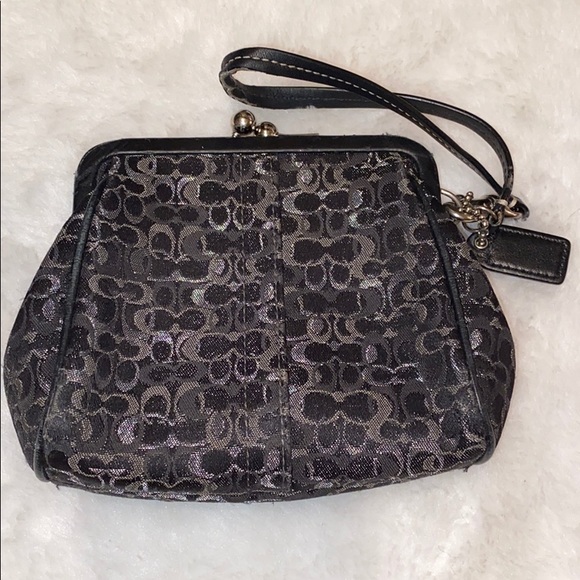 Coach Black & Silver Lorax Kiss Lock Wristlet - Picture 4 of 11